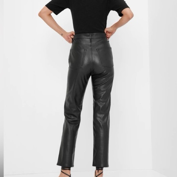 Gap Sky High Cheeky Straight Vegan Leather Pants (Size 25) - Picture 2 of 7